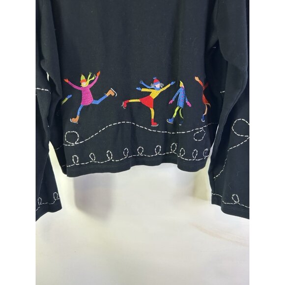 Vintage 90s Michael Simon Lite Ice Skaters Skating Stitched Cardigan Sweater - Picture 7 of 8